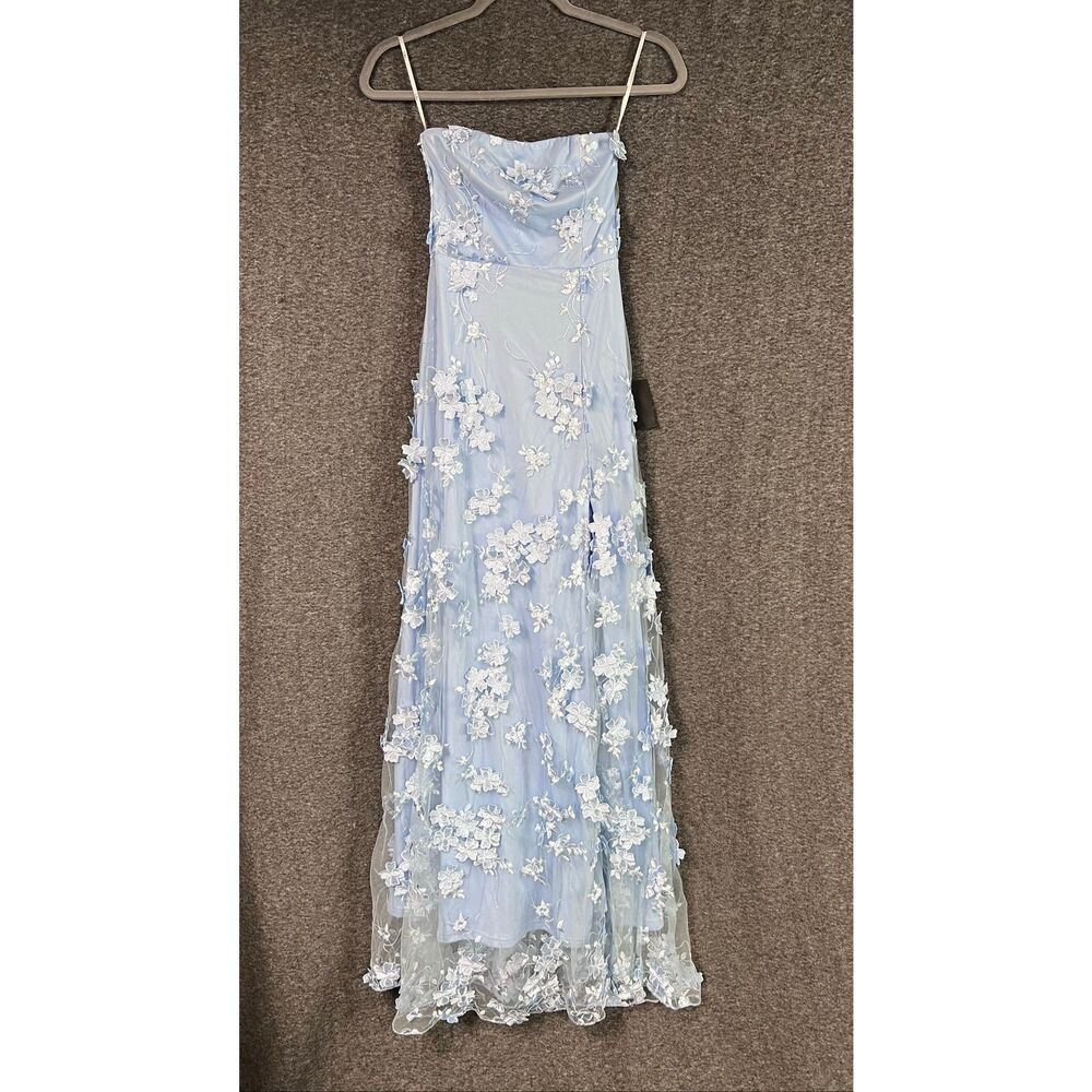 Lulus Rare Presence Powder Blue 3D Floral Embroidered Maxi Dress Size XXS NWT - Picture 5 of 11